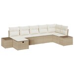 vidaXL Ensemble de canapés de jardin 7 pièces avec coussins beige en poly rotin