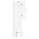 vidaXL Buffet haut Blanc brillant 34 5x34x180 cm Bois d'ingénierie