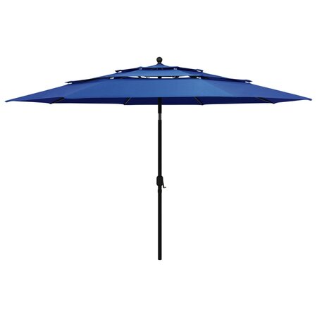 vidaXL Parasol à 3 niveaux avec mât en aluminium Bleu azuré 3 5 m