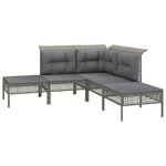 vidaXL Salon de jardin 5 Pièces avec coussins Gris Résine tressée