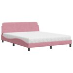 vidaXL Lit avec matelas rose 160x200 cm velours