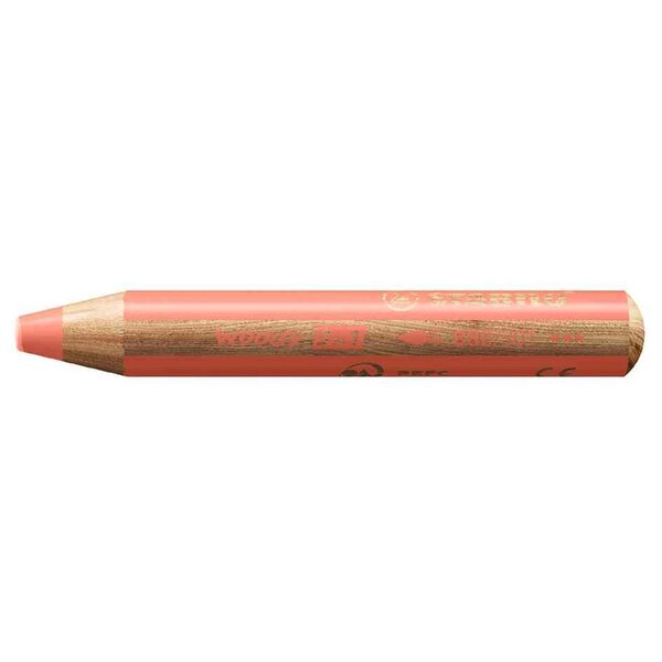 Crayon multi-talents woody 3en1  rond  rouge pastel stabilo
