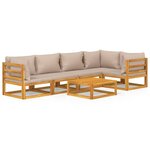 vidaXL Salon de jardin 6 Pièces avec coussins taupe bois massif