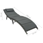 vidaXL Chaise longue pliable avec coussin Résine tressée Gris