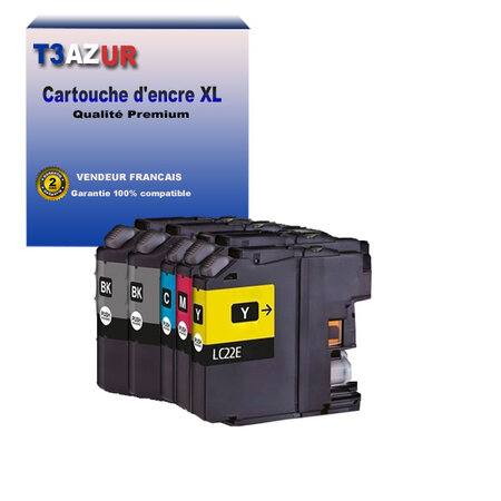 T3AZUR - 5x Cartouches compatibles avec Brother MFC-J5920DW  LC22E XL