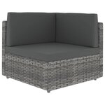 vidaXL Salon de jardin 4 Pièces avec coussins Gris Résine tressée