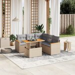 vidaXL Salon de jardin avec coussins 6 Pièces beige résine tressée