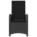 vidaXL Chaises inclinables de jardin lot de 2 et coussins noir rotin