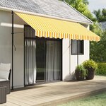 vidaXL Tissu de remplacement de cantonnière d’auvent jaune blanc 3 5 m
