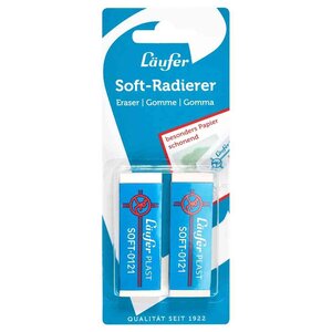 Gomme en plastique PLAST SOFT  carte blister de 2 LÄUFER