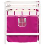 vidaXL Lit mezzanine enfants et rideaux rose 90x200cm bois pin massif