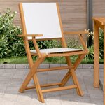 vidaXL Chaises de jardin lot de 2 blanc crème bois acacia massif tissu