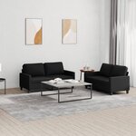 vidaXL Ensemble de canapés 2 Pièces avec coussins Noir Tissu