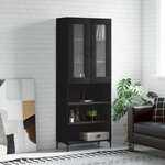 vidaXL Buffet haut Noir 69 5x34x180 cm Bois d'ingénierie