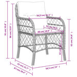 vidaXL Chaises de jardin avec coussins lot de 2 gris résine tressée