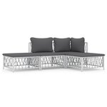 vidaXL Salon de jardin 4 Pièces avec coussins blanc acier