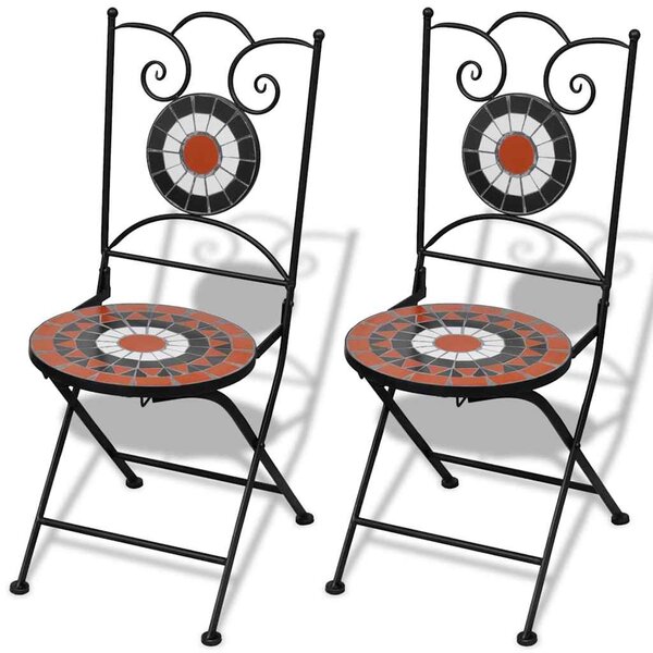 vidaXL Chaises pliables de bistro 2 Pièces Céramique Terre cuite et blanc