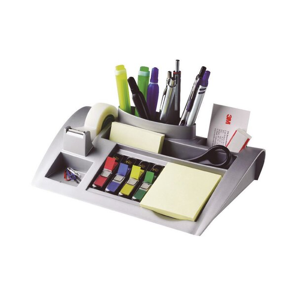 Organisateur de bureau c50 avec ruban adhésif transparent magic™ 19 mm x 33 m, petits marque-pages couleurs assorties et notes adhésives jaune canari™