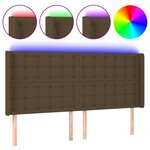 vidaXL Tête de lit à LED Marron foncé 203x16x118/128 cm Tissu