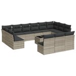 vidaXL Salon de jardin avec coussins 14 Pièces gris clair résine tressée