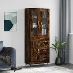 vidaXL Buffet haut Chêne fumé 69 5x34x180 cm Bois d'ingénierie