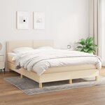vidaXL Sommier à lattes de lit avec matelas Crème 140x200 cm Tissu