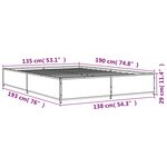 vidaXL Cadre de lit chêne marron 135x190 cm bois d'ingénierie et métal