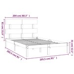 vidaXL Cadre de lit Gris Bois massif 200x200 cm