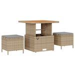 Canapé de jardin vidaXL 12 pièces avec coussins beige poly rotin acacia