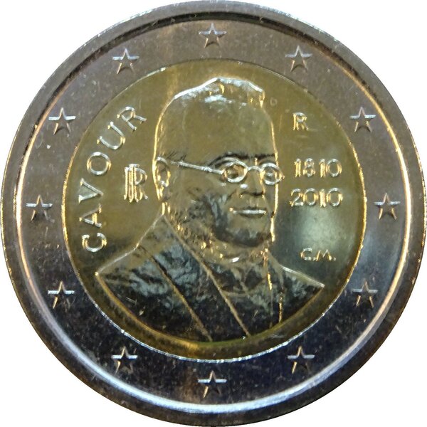 Monnaie 2 euros commémorative italie 2010 comte de cavour