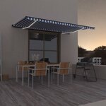 vidaXL Auvent manuel rétractable avec LED 500x350 cm Bleu et blanc