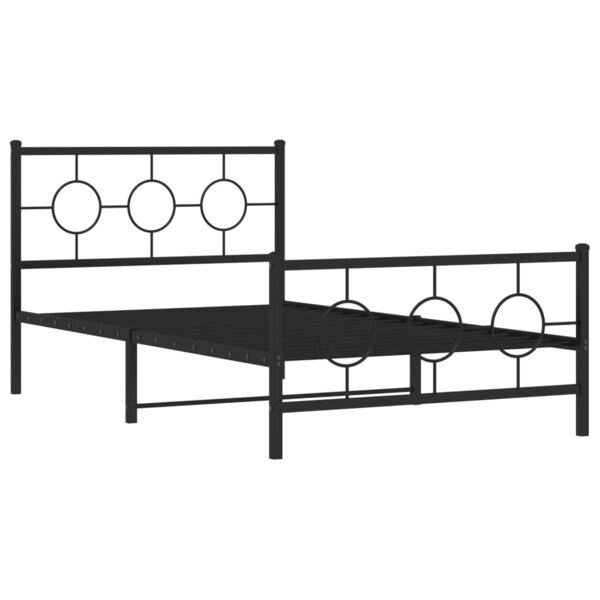 vidaXL Cadre de lit métal avec tête de lit/pied de lit noir 107x203 cm