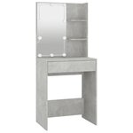 vidaXL Coiffeuse à LED avec armoire Gris béton Bois d'ingénierie