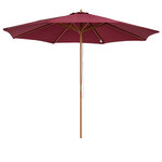 Outsunny Parasol droit en bois polyester haute densité protection solaire Ø 3 x 2 5 m rouge