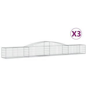 vidaXL Paniers à gabions arqués 3 Pièces 400x50x40/60 cm Fer galvanisé