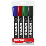 Etui de 4 marqueurs permanents 'k marker' pte ogive 3 mm assortis kores