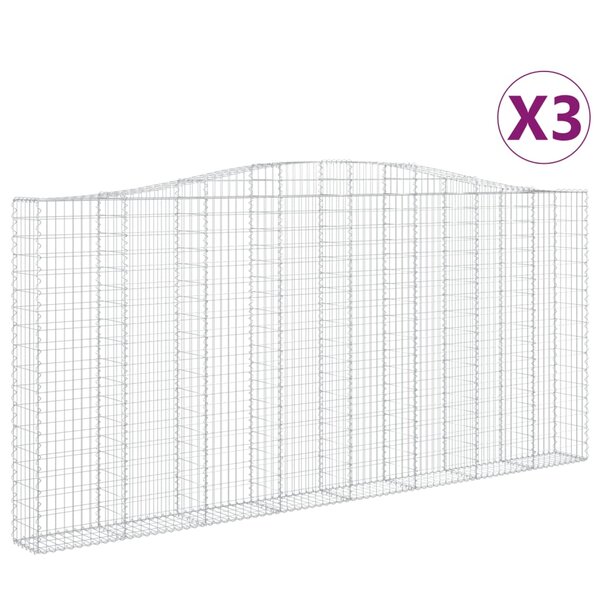 vidaXL Paniers à gabions arqués 3 Pièces 400x30x180/200 cm Fer galvanisé