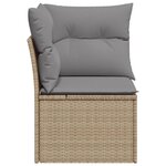 vidaXL Canapé d'angle de jardin avec coussins beige résine tressée