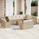 vidaXL Salon de jardin avec coussins 13 Pièces beige résine tressée