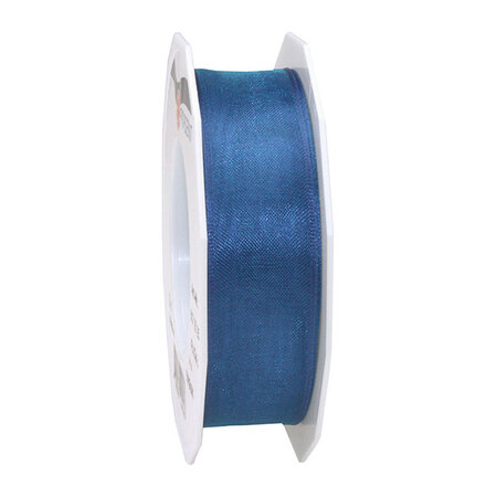 Organza four seasons 25-m-rouleau 25 mm bleu roi laitonné