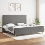 vidaXL Cadre de lit avec tête de lit Gris foncé 200x200 cm Tissu