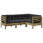 vidaXL Salon de jardin 4 Pièces avec coussins bois de pin imprégné