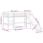 vidaXL Lit mezzanine enfants toboggan 90x200 cm bois pin massif