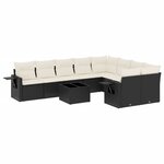 vidaXL Salon de jardin 10 Pièces avec coussins noir résine tressée