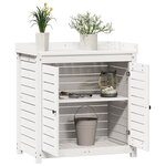 vidaXL Table de rempotage avec étagères blanc bois massif de pin