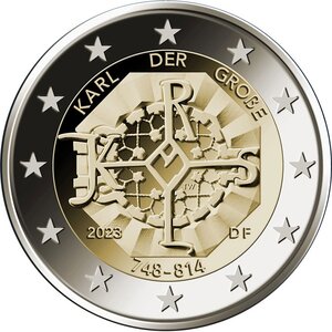 Pièces de monnaie 2 euro commémoratives Allemagne 2023 – Charlemagne (les 5 ateliers A, D, F, G et J)