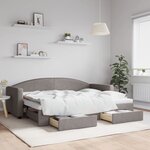 vidaXL Lit de jour avec gigogne et tiroirs taupe 80x200 cm tissu