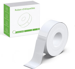 COMETE  Marque française - 1 Ruban Blanc de Recharge pour Étiqueteuse Portable avec Ruban Adhésif Blanc  Imprimante d'Etiquettes Bluetooth sans Fil - Noire