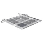 vidaXL Chaises de jardin et coussins à carreaux gris 6 Pièces Teck massif