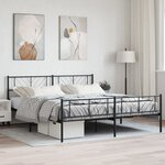 vidaXL Cadre de lit métal avec tête de lit/pied de lit noir 200x200 cm